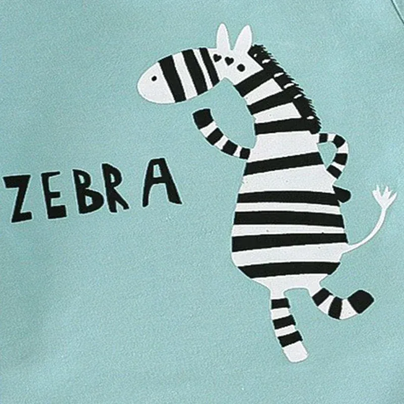 Kids Boys Summer Cartoon Zebra Print 2-Piece Outfit Set | Short Sleeve Tees & Stripe Shorts | Soft Cotton Casual Sports Suit for Ages 1-6 Years showcase 7