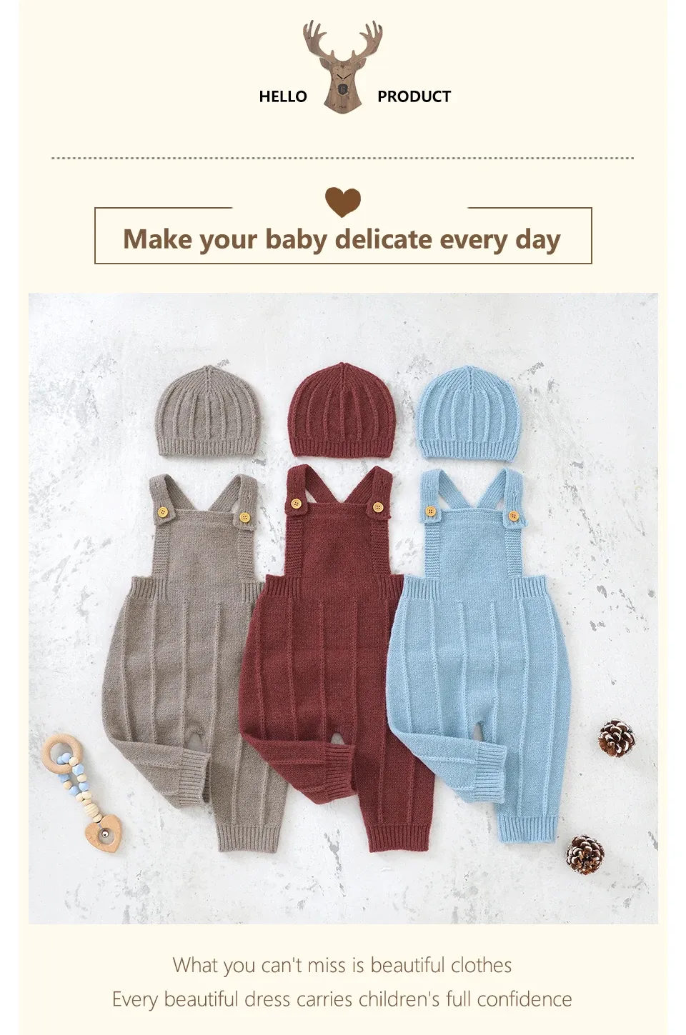 Baby Boys Girls Sleeveless Knitted Romper Hat Set - Newborn Infant Fashion Netural Strap Jumpsuit Outfits for Toddlers showcase 9