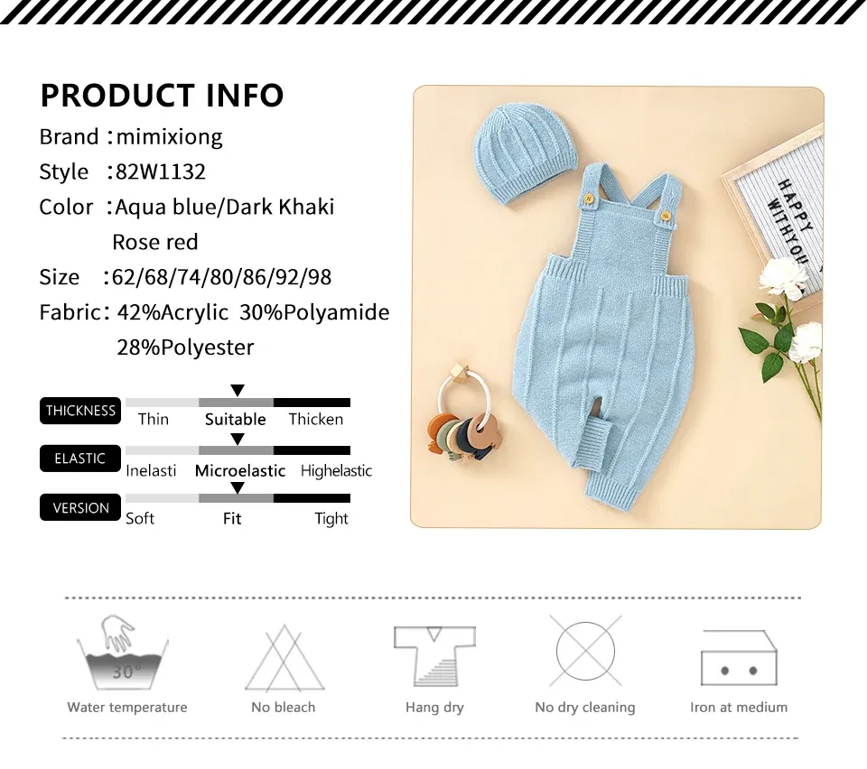 Baby Boys Girls Sleeveless Knitted Rompers with Matching Hats Set - Newborn Infant Toddler Fashion Jumpsuits Outfits for All Seasons showcase 4