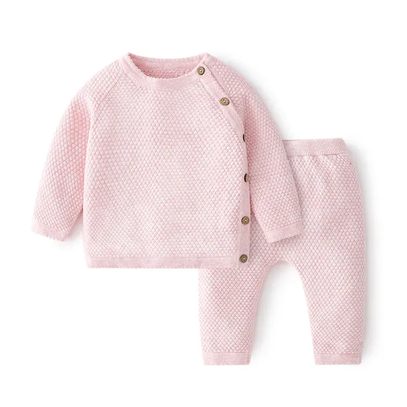 Cotton Baby Clothes Set for Newborn Boys and Girls, Spring Knitted Sweater and Pants Pajamas Ensemble, Soft Infant Clothing - Image 2