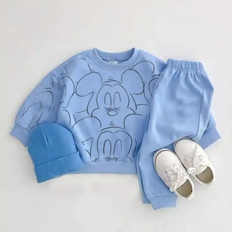 Baby Boy & Girl Summer Cartoon Print T-Shirt & Solid Shorts Set - Cotton Casual Outfit for Toddlers thumbnail 2