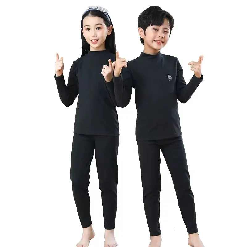 Kids Thermal Underwear Set for Girls & Boys - Autumn Winter Warm Pajamas, Candy Colors, Long Sleeve Sleepwear for Ages 3-14 Years thumbnail 1