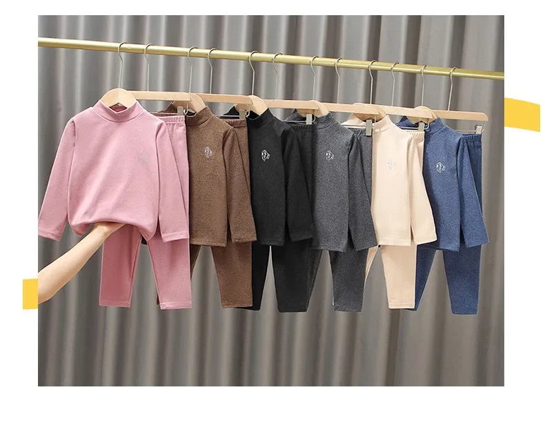 Kids Thermal Underwear Set for Girls & Boys - Autumn Winter Warm Pajamas, Candy Colors, Long Sleeve Sleepwear for Ages 3-14 Years showcase 18