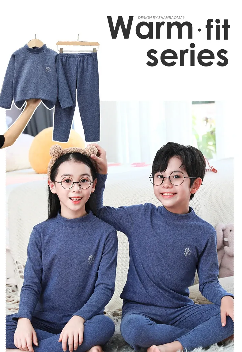 Kids Thermal Underwear Set for Girls & Boys - Autumn Winter Warm Pajamas, Candy Colors, Long Sleeve Sleepwear for Ages 3-14 Years showcase 14