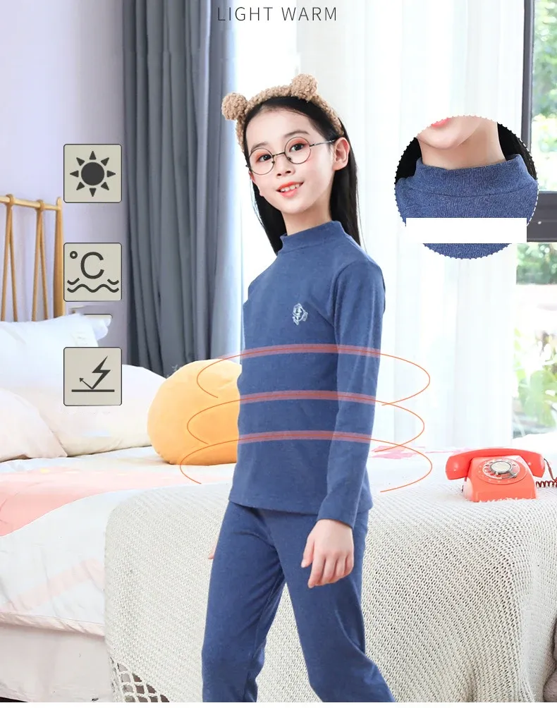 Kids Thermal Underwear Set for Girls & Boys - Autumn Winter Warm Pajamas, Candy Colors, Long Sleeve Sleepwear for Ages 3-14 Years showcase 8