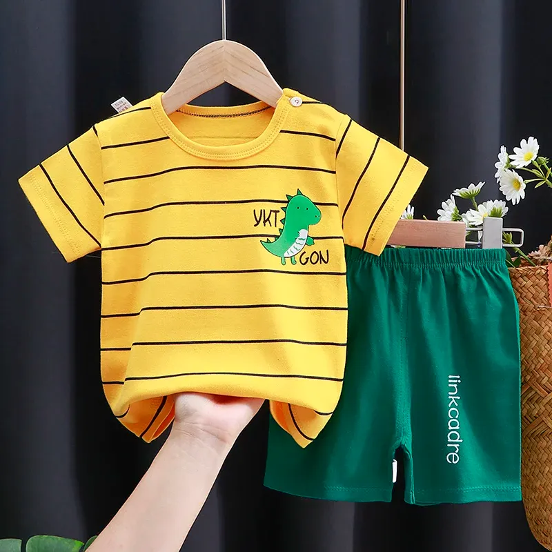 Cotton Cartoon T-Shirt and Shorts Set for Kids - Summer Casual Boys Tracksuit Outfit for Baby Boys and Girls thumbnail 4