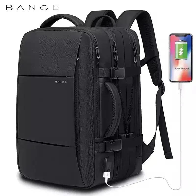 BANGE Expandable Travel Backpack for Men, Business Laptop Bag with USB Charging Port, Large Capacity 17.3 Inch Waterproof School Backpack, Fashionable Design thumbnail 1