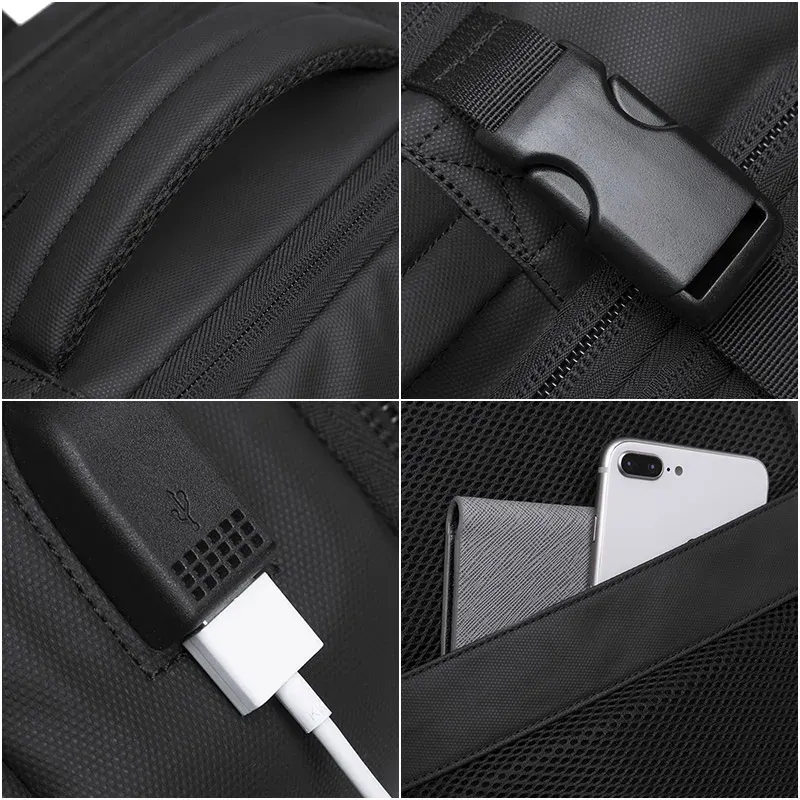 BANGE Expandable Travel Backpack for Men, Business Laptop Bag with USB Charging Port, Large Capacity 17.3 Inch Waterproof School Backpack, Fashionable Design thumbnail 5