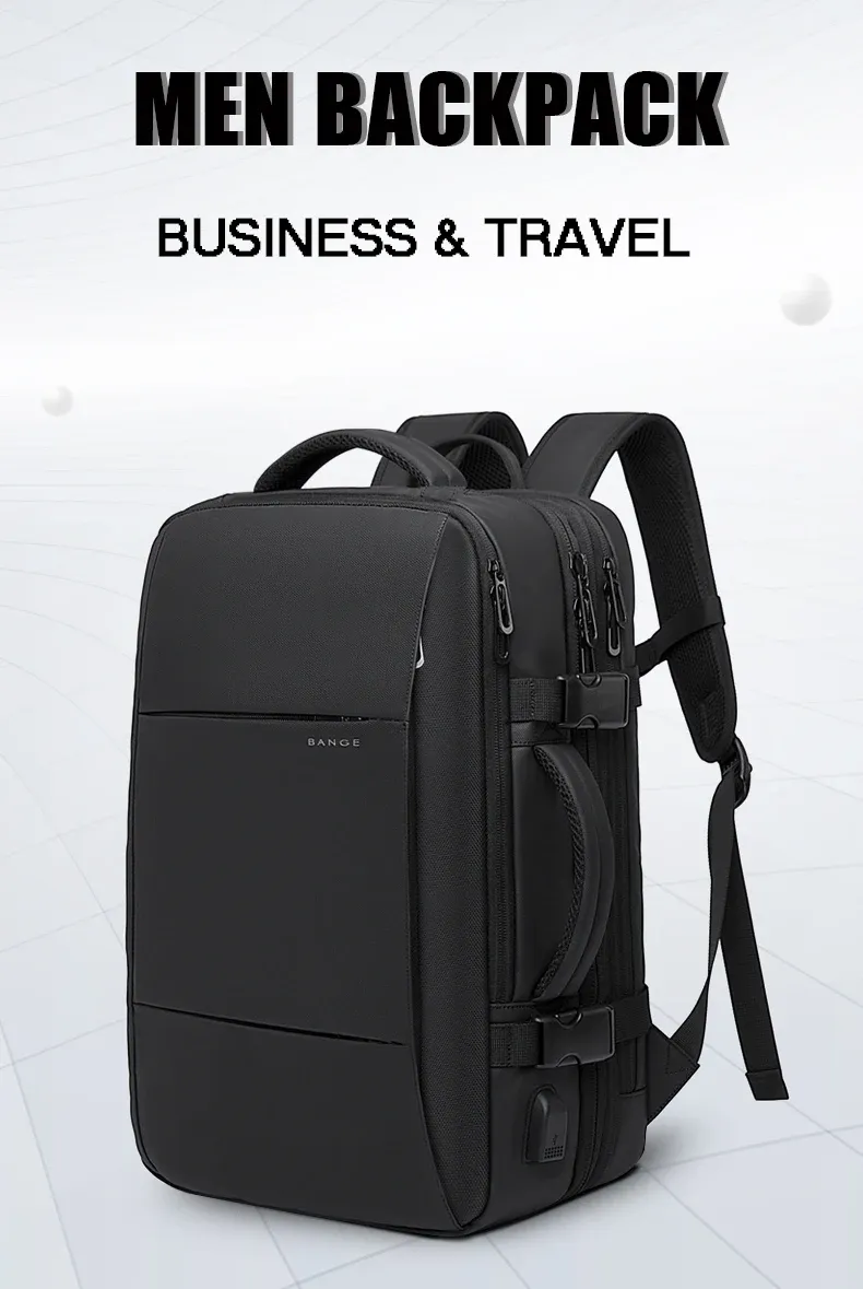 BANGE Expandable Travel Backpack for Men, Business Laptop Bag with USB Charging Port, Large Capacity 17.3 Inch Waterproof School Backpack, Fashionable Design showcase 3