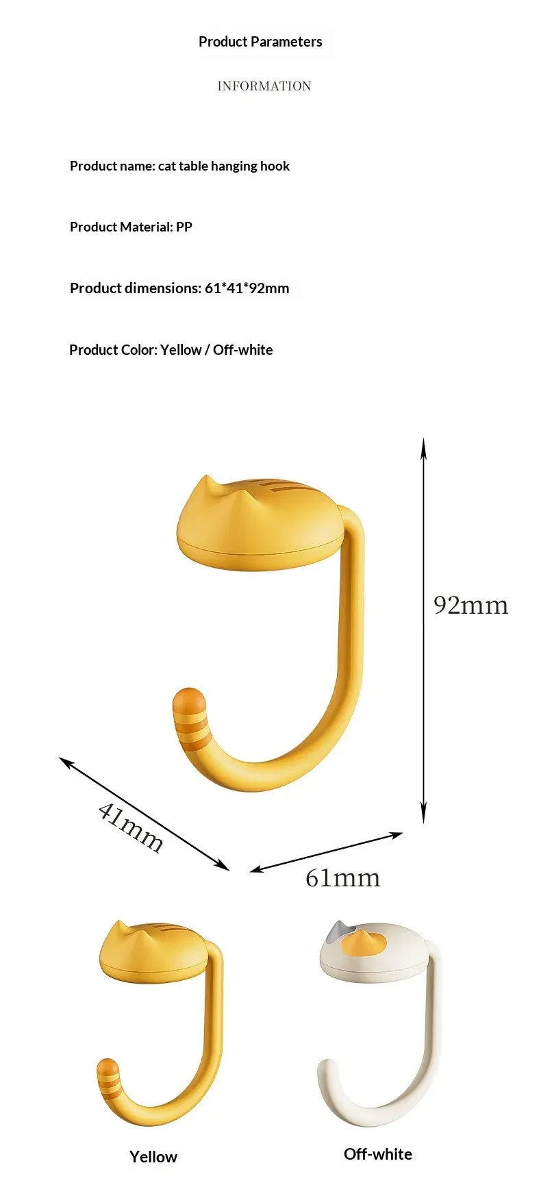 Cat Backpack Hook Desk Edge Holder - No-Drill Adhesive Organizer for School Dorm Student Desks showcase 11