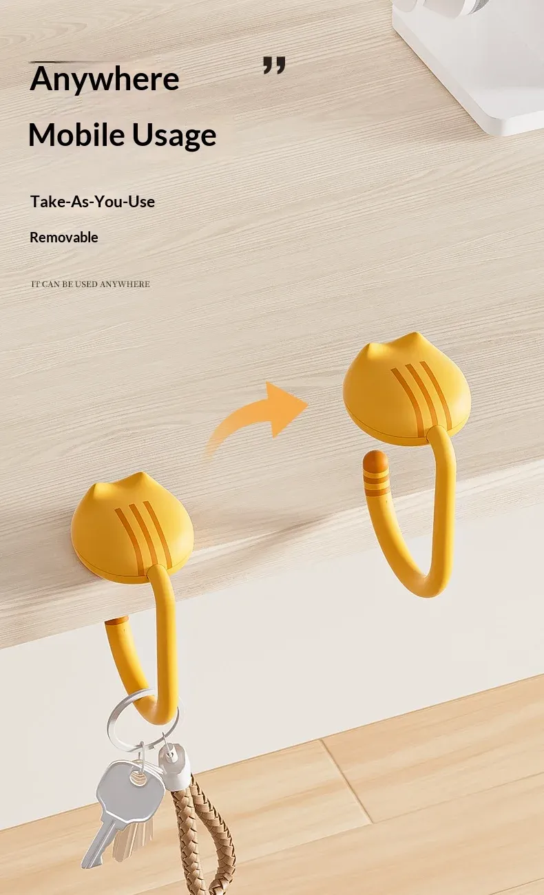 Cat Backpack Hook Desk Edge Holder - No-Drill Adhesive Organizer for School Dorm Student Desks showcase 6