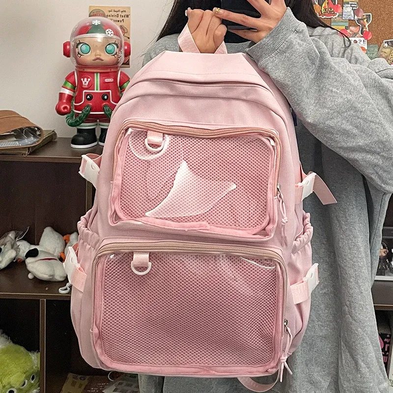 Japanese Style Transparent Ita Bag for Girls, Large Capacity Fashion Backpack for Comic Cons, JK School Bags for College Students, Clear Display Window thumbnail 1