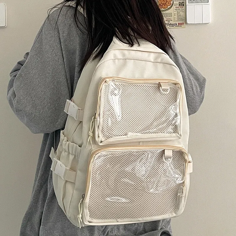 Japanese Style Transparent Ita Bag for Girls, Large Capacity Fashion Backpack for Comic Cons, JK School Bags for College Students, Clear Display Window showcase 7