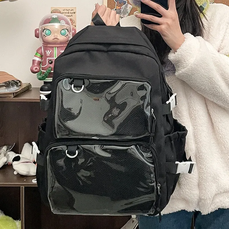 Japanese Style Transparent Ita Bag for Girls, Large Capacity Fashion Backpack for Comic Cons, JK School Bags for College Students, Clear Display Window showcase 1