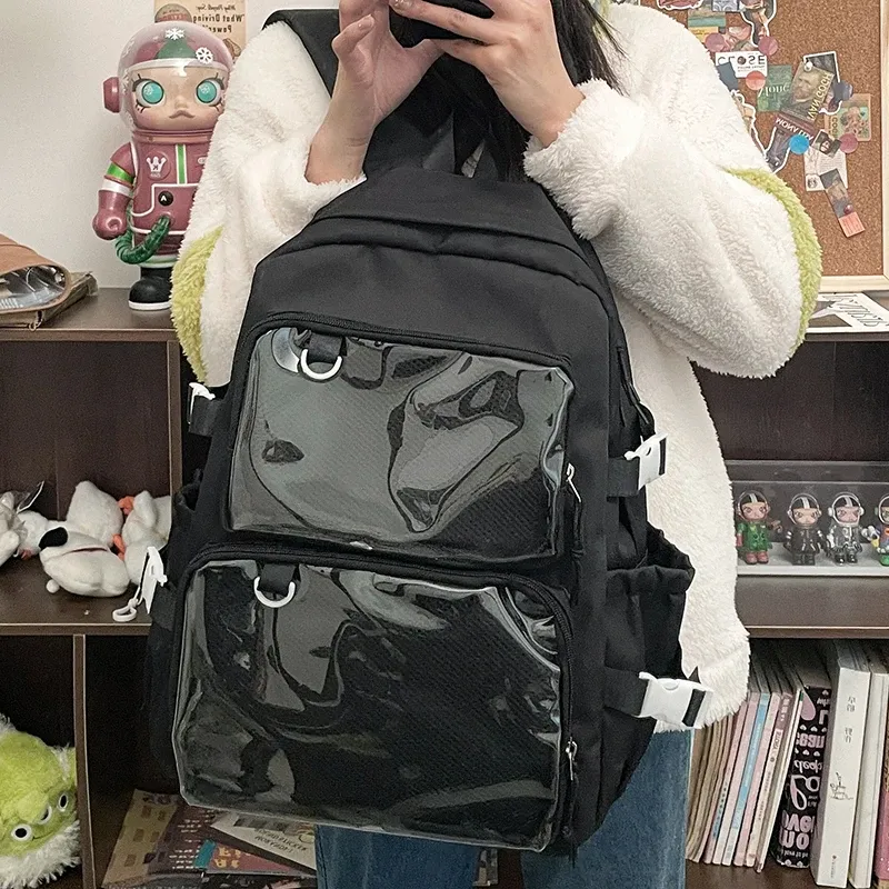 Japanese Style Transparent Ita Bag for Girls, Large Capacity Fashion Backpack for Comic Cons, JK School Bags for College Students, Clear Display Window showcase 2