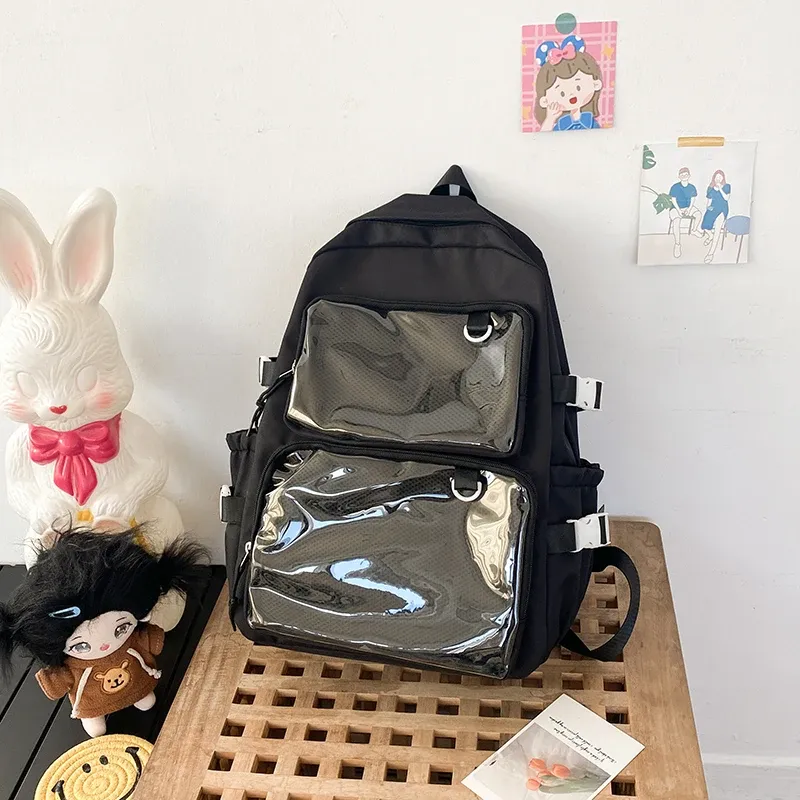 Japanese Style Transparent Ita Bag for Girls, Large Capacity Fashion Backpack for Comic Cons, JK School Bags for College Students, Clear Display Window showcase 20