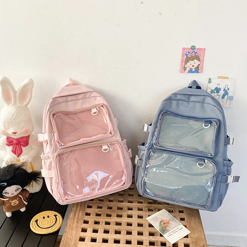 Japanese Style Transparent Ita Bag for Girls, Large Capacity Fashion Backpack for Comic Cons, JK School Bags for College Students, Clear Display Window showcase 25