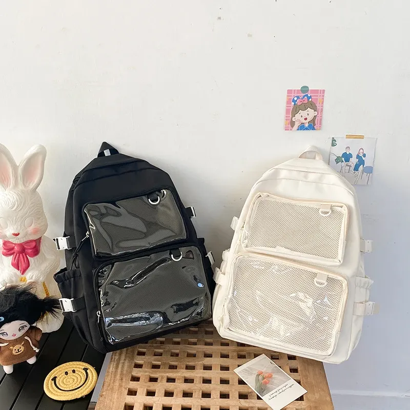 Japanese Style Transparent Ita Bag for Girls, Large Capacity Fashion Backpack for Comic Cons, JK School Bags for College Students, Clear Display Window showcase 24