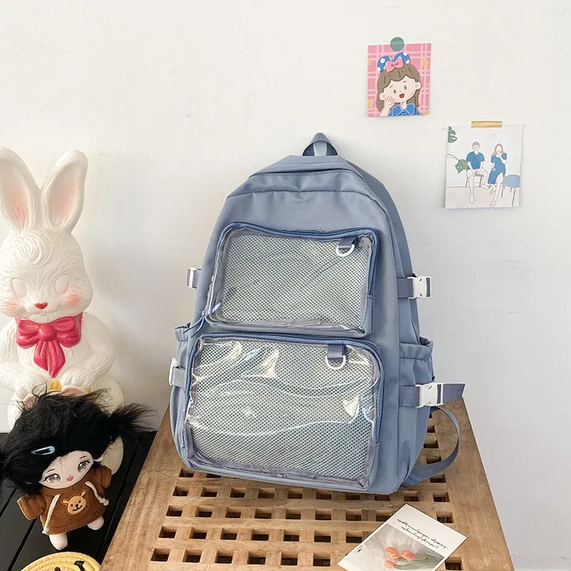 Japanese Style Transparent Ita Bag for Girls, Large Capacity Fashion Backpack for Comic Cons, JK School Bags for College Students, Clear Display Window showcase 19