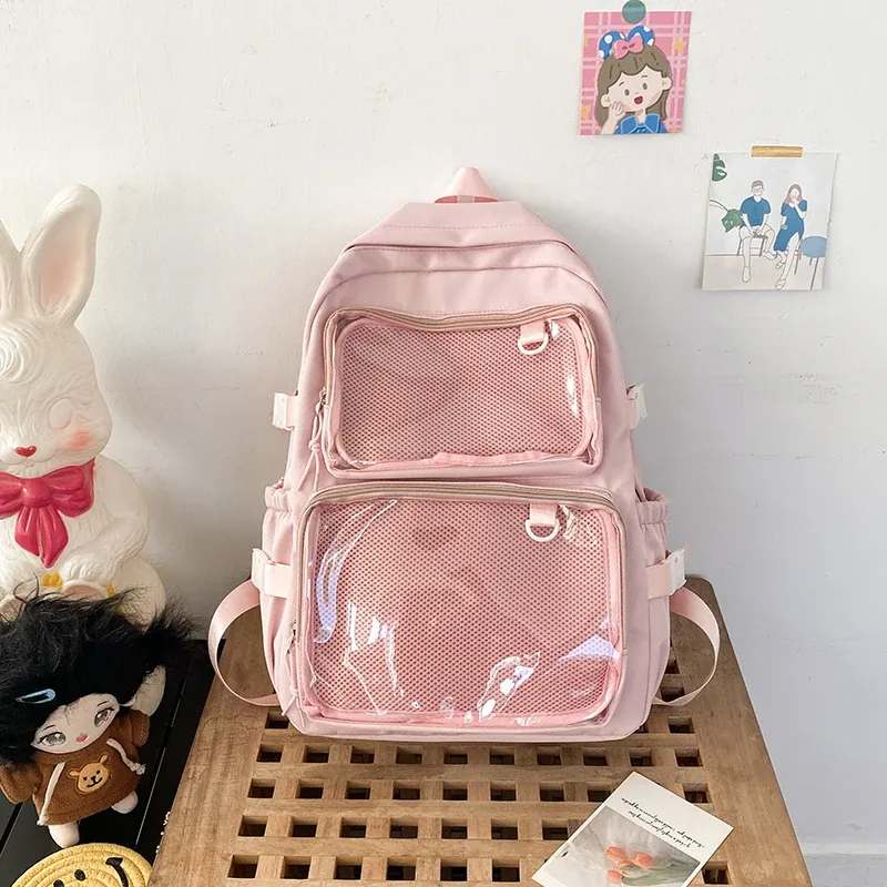 Japanese Style Transparent Ita Bag for Girls, Large Capacity Fashion Backpack for Comic Cons, JK School Bags for College Students, Clear Display Window showcase 22