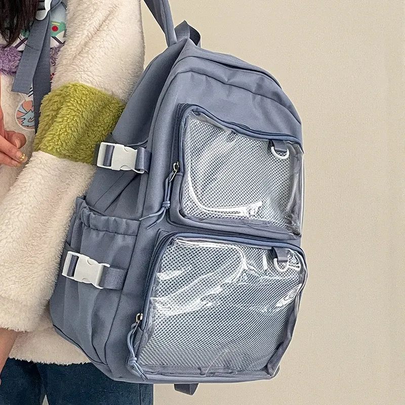 Japanese Style Transparent Ita Bag for Girls, Large Capacity Fashion Backpack for Comic Cons, JK School Bags for College Students, Clear Display Window showcase 15