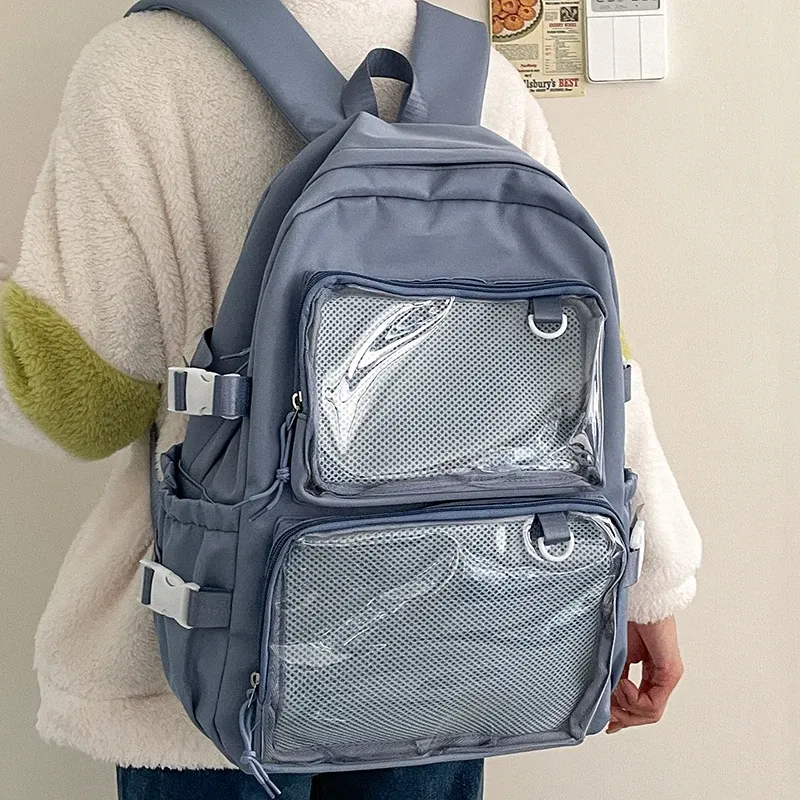 Japanese Style Transparent Ita Bag for Girls, Large Capacity Fashion Backpack for Comic Cons, JK School Bags for College Students, Clear Display Window showcase 13