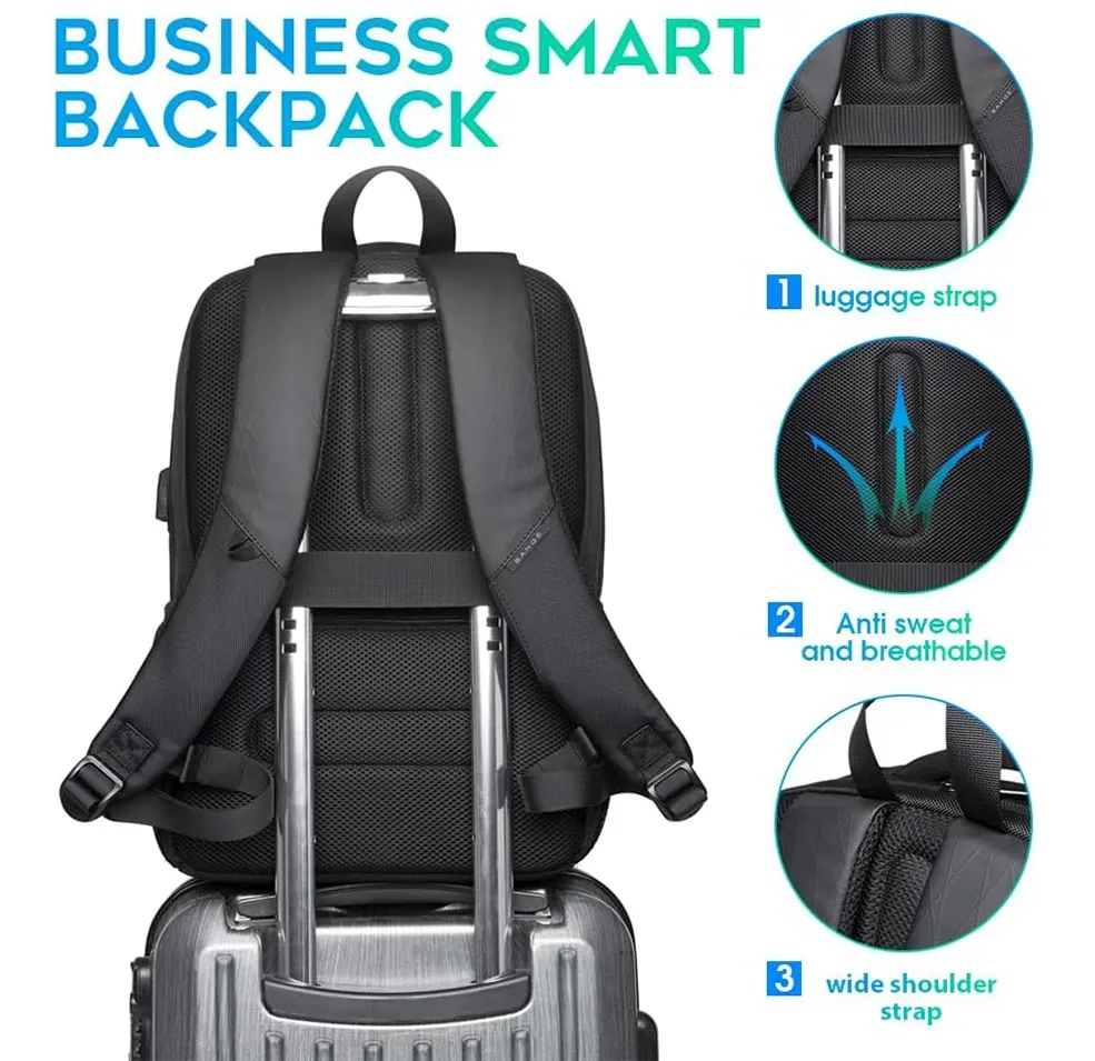 BANGE Lightweight Waterproof 15.6" Laptop Backpack with USB Charging Port, Multifunctional Travel, Hiking, and School Bag for Men thumbnail 4