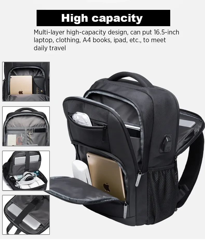 BANGE Lightweight Waterproof 15.6" Laptop Backpack with USB Charging Port, Multifunctional Travel, Hiking, and School Bag for Men showcase 6