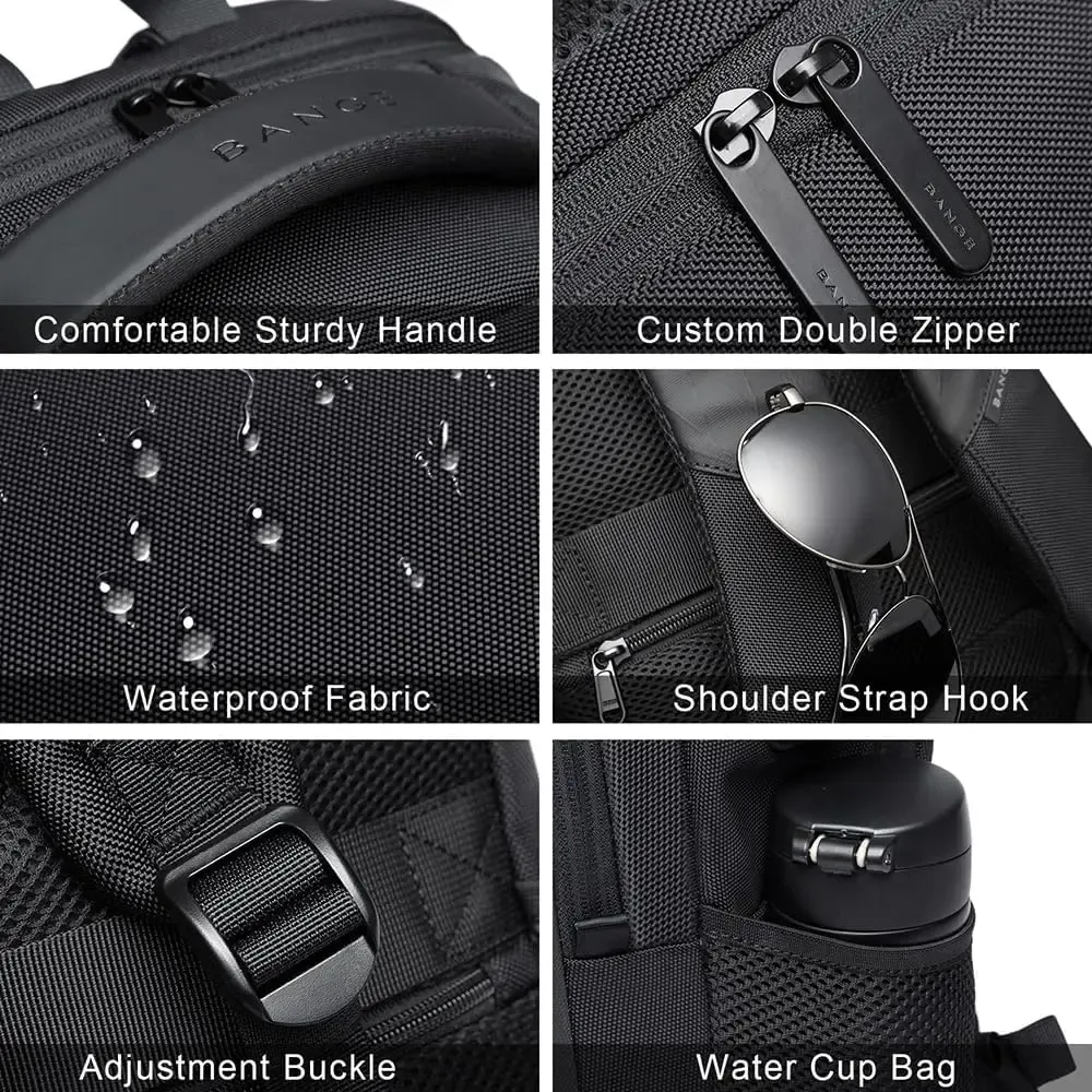 BANGE Lightweight Waterproof 15.6" Laptop Backpack with USB Charging Port, Multifunctional Travel, Hiking, and School Bag for Men thumbnail 5