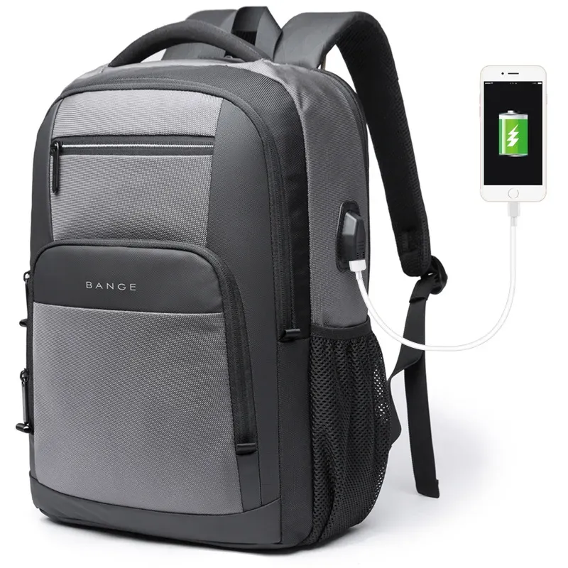 BANGE Lightweight Waterproof 15.6" Laptop Backpack with USB Charging Port, Multifunctional Travel, Hiking, and School Bag for Men showcase 17