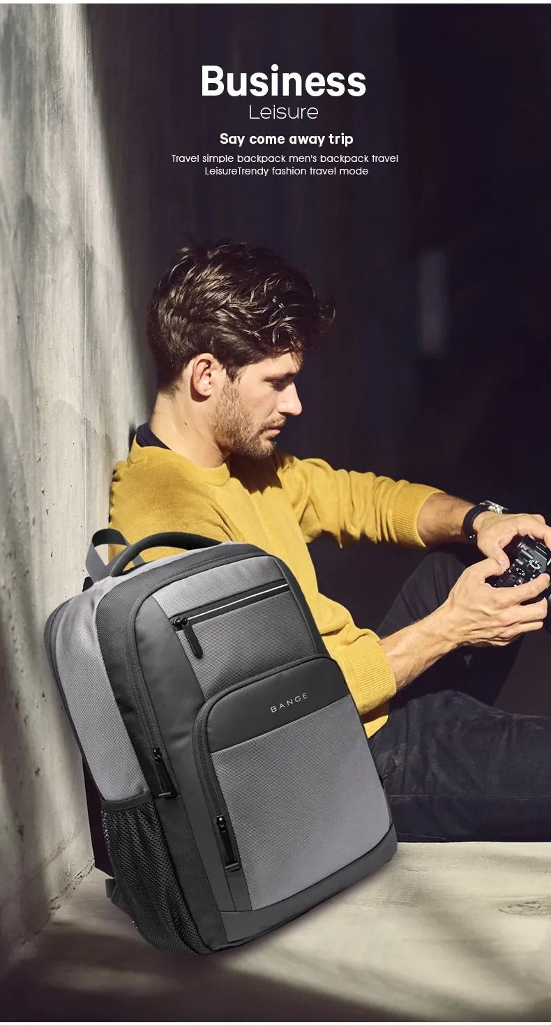 BANGE Lightweight Waterproof 15.6" Laptop Backpack with USB Charging Port, Multifunctional Travel, Hiking, and School Bag for Men showcase 3