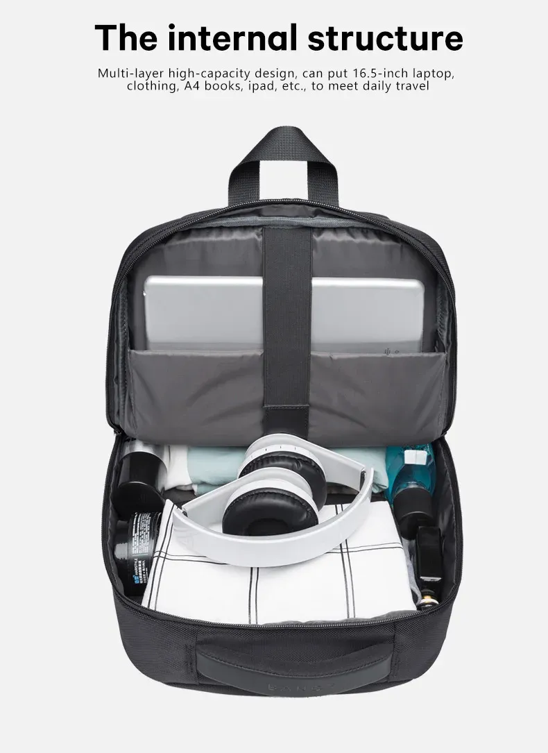 BANGE Lightweight Waterproof 15.6" Laptop Backpack with USB Charging Port, Multifunctional Travel, Hiking, and School Bag for Men showcase 10
