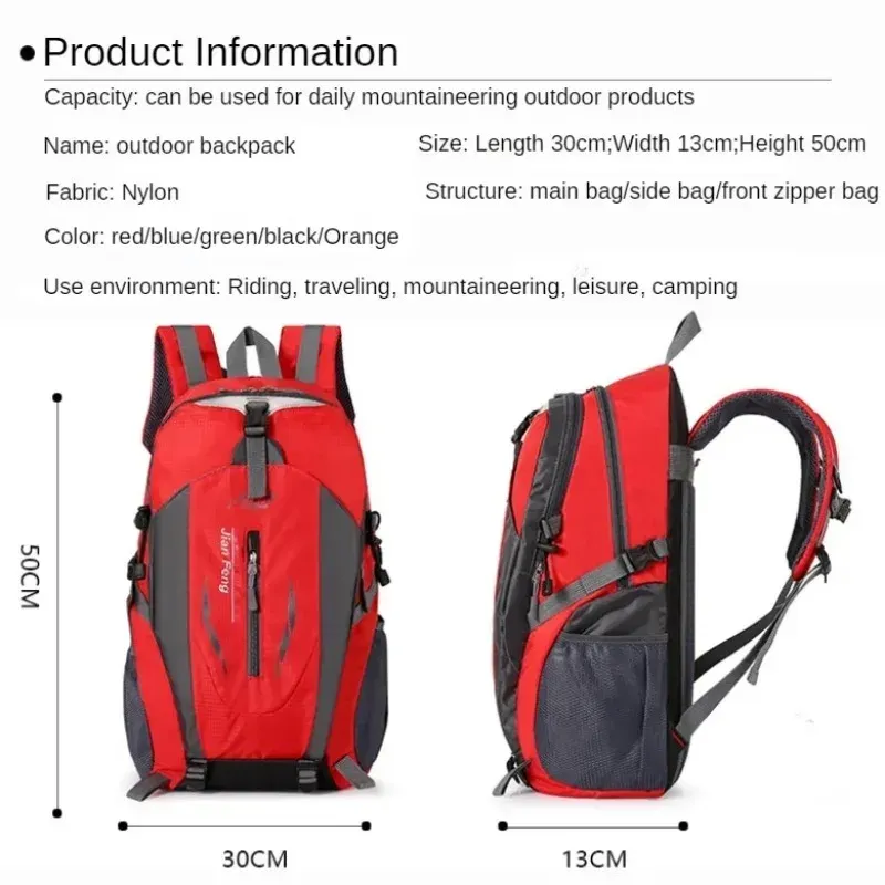 Durable Nylon Waterproof Travel Backpack for Men & Women | Large Capacity Outdoor Sport Hiking Climbing School Bag | Multiple Pockets, Breathable Back thumbnail 6