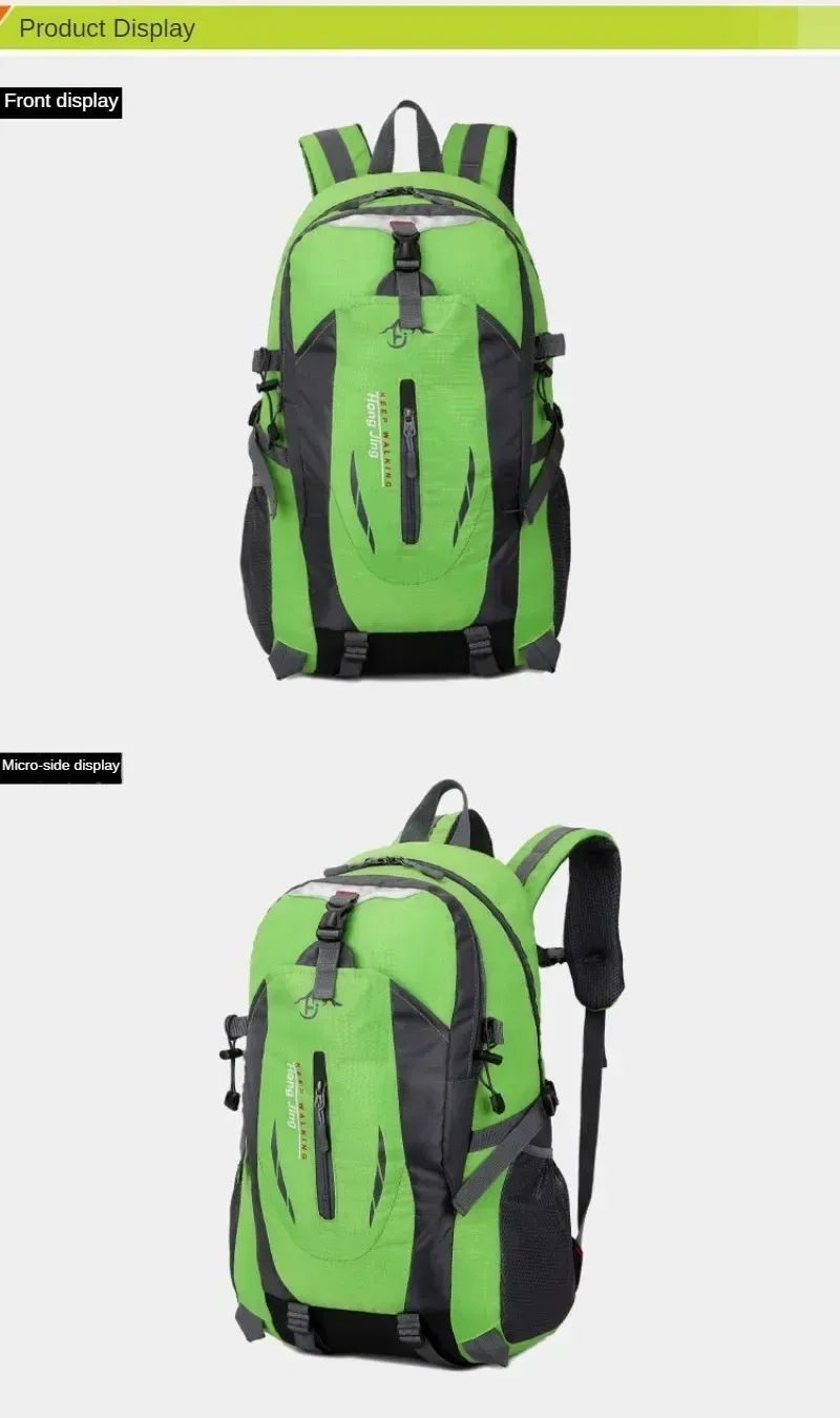 Durable Nylon Waterproof Travel Backpack for Men & Women | Large Capacity Outdoor Sport Hiking Climbing School Bag | Multiple Pockets, Breathable Back showcase 16