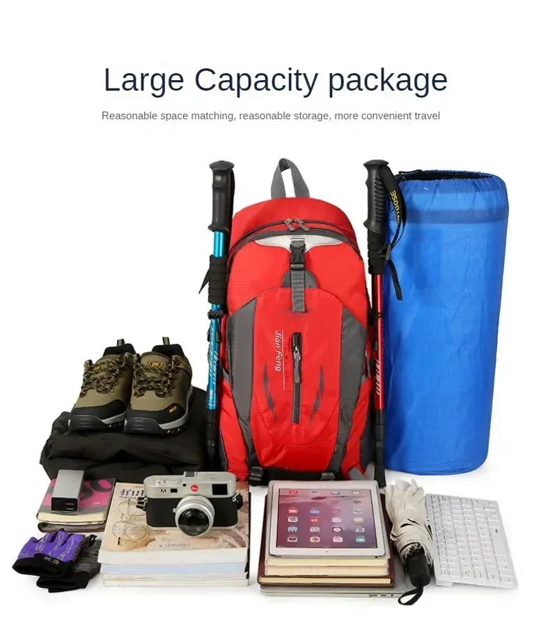 Durable Nylon Waterproof Travel Backpack for Men & Women | Large Capacity Outdoor Sport Hiking Climbing School Bag | Multiple Pockets, Breathable Back showcase 6