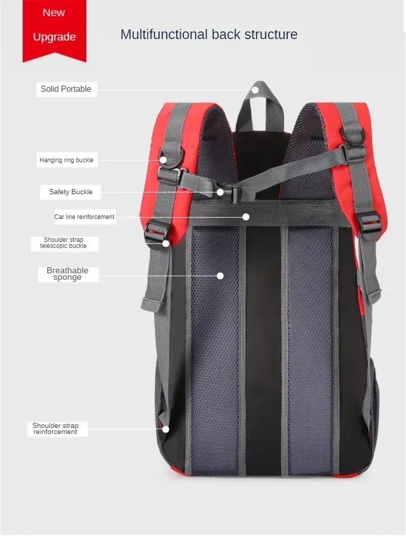 Durable Nylon Waterproof Travel Backpack for Men & Women | Large Capacity Outdoor Sport Hiking Climbing School Bag | Multiple Pockets, Breathable Back showcase 8