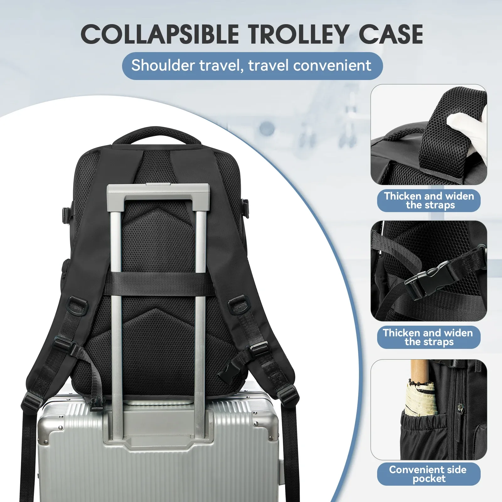 Large Capacity Travel Backpack for Men & Women, Expandable Business Laptop School Bag with Optional Vacuum Pump for Travel Organization thumbnail 6