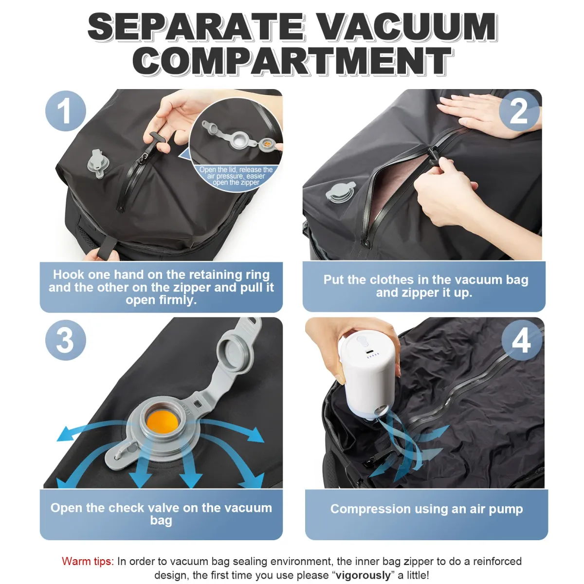 Large Capacity Travel Backpack for Men & Women, Expandable Business Laptop School Bag with Optional Vacuum Pump for Travel Organization showcase 4