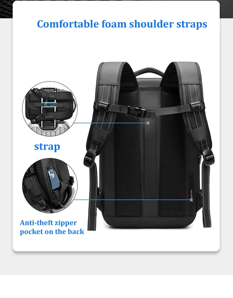 Expandable 17-Inch Laptop Backpack for Men, Large Capacity Business Travel School Bag, Waterproof Oxford Cloth with Vacuum Compression Feature, Anti-Theft Pocket, Ideal for Outdoor Adventures showcase 11