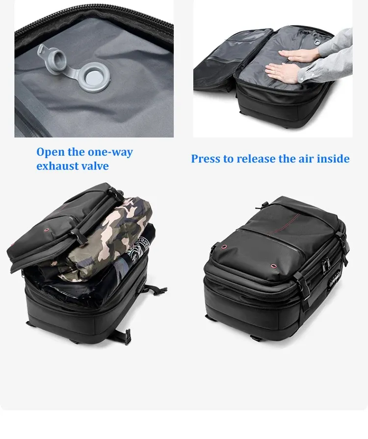 Expandable 17-Inch Laptop Backpack for Men, Large Capacity Business Travel School Bag, Waterproof Oxford Cloth with Vacuum Compression Feature, Anti-Theft Pocket, Ideal for Outdoor Adventures showcase 9