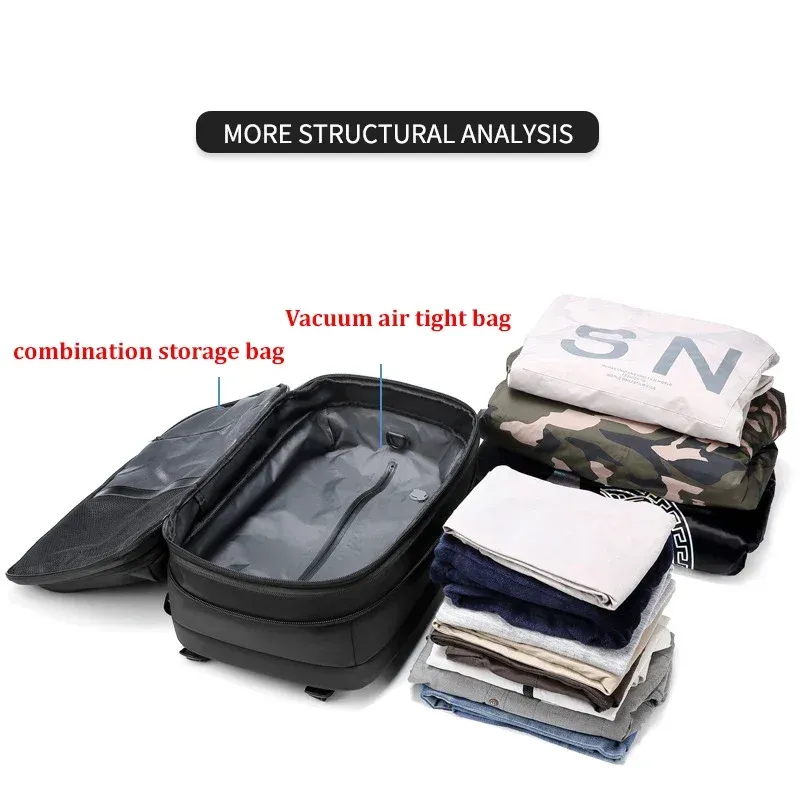 Expandable 17-Inch Laptop Backpack for Men, Large Capacity Business Travel School Bag, Waterproof Oxford Cloth with Vacuum Compression Feature, Anti-Theft Pocket, Ideal for Outdoor Adventures - Image 3