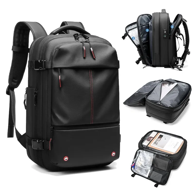 Expandable 17-Inch Laptop Backpack for Men, Large Capacity Business Travel School Bag, Waterproof Oxford Cloth with Vacuum Compression Feature, Anti-Theft Pocket, Ideal for Outdoor Adventures - Image 6