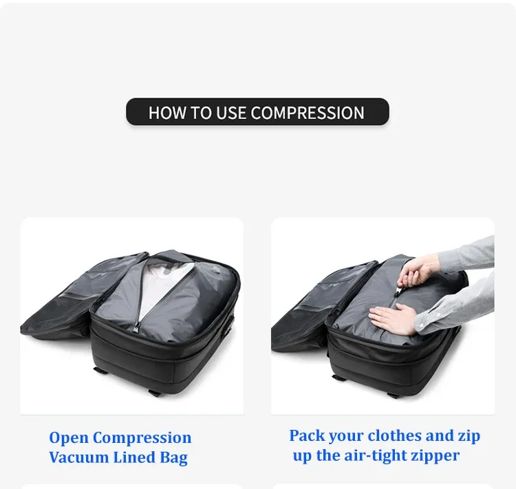 Expandable 17-Inch Laptop Backpack for Men, Large Capacity Business Travel School Bag, Waterproof Oxford Cloth with Vacuum Compression Feature, Anti-Theft Pocket, Ideal for Outdoor Adventures showcase 8