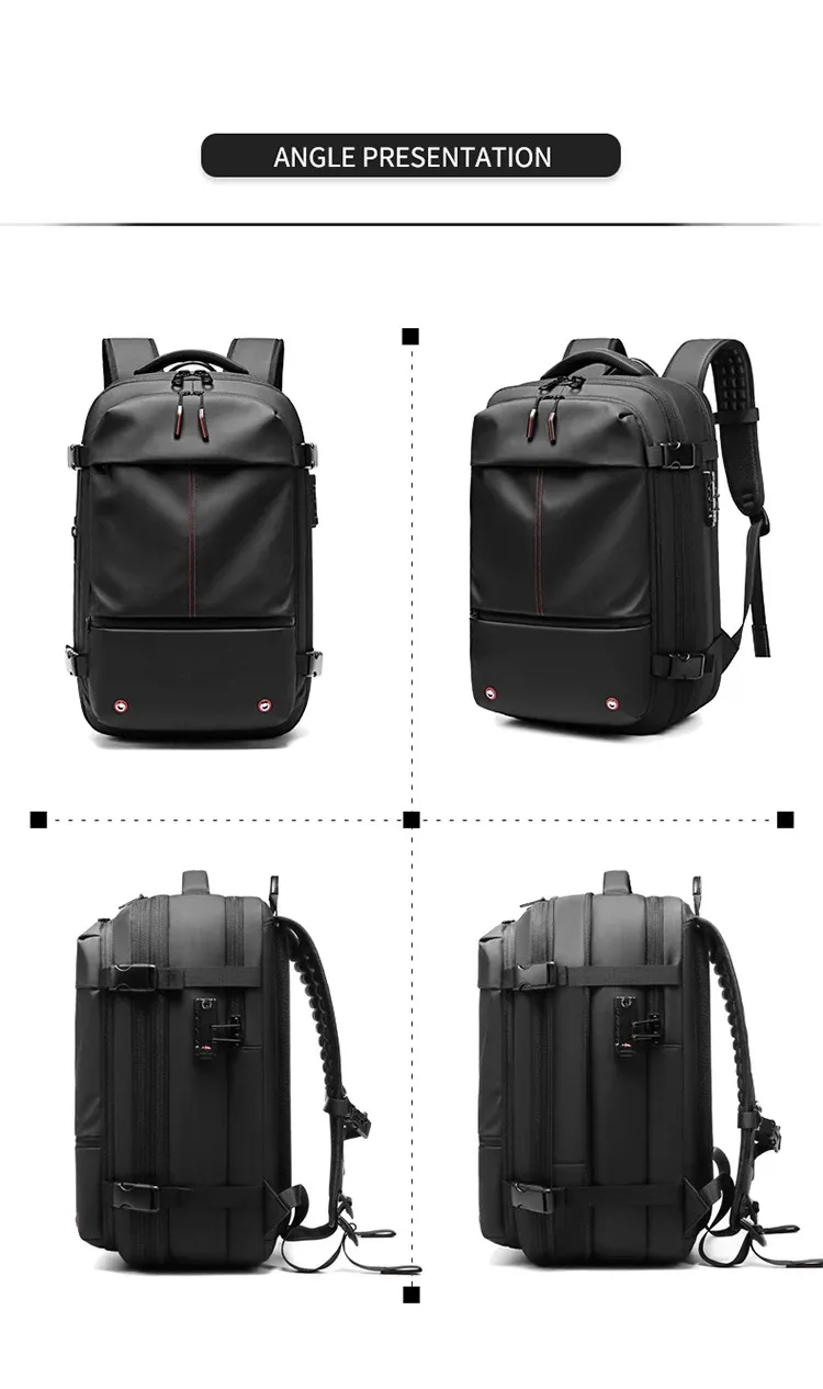 Expandable 17-Inch Laptop Backpack for Men, Large Capacity Business Travel School Bag, Waterproof Oxford Cloth with Vacuum Compression Feature, Anti-Theft Pocket, Ideal for Outdoor Adventures showcase 14