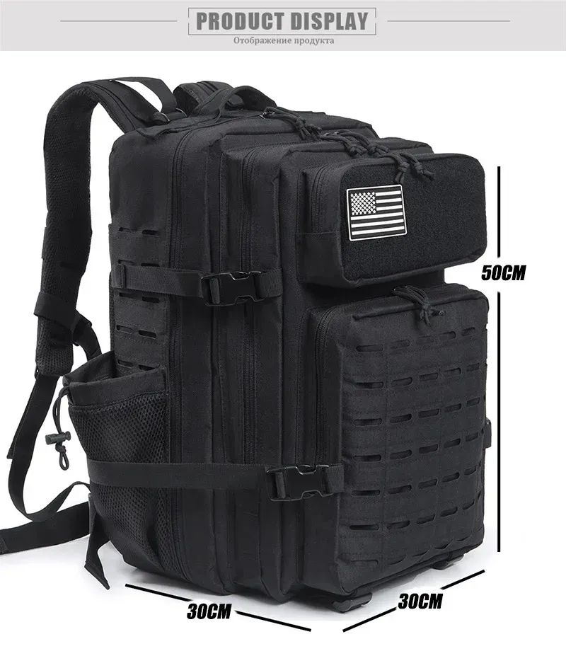 25L/45L Tactical Backpack for Men & Women - Outdoor Survival Bug Out Bag, Small Rucksack for Hiking, School, with Water Bottle Holder showcase 20