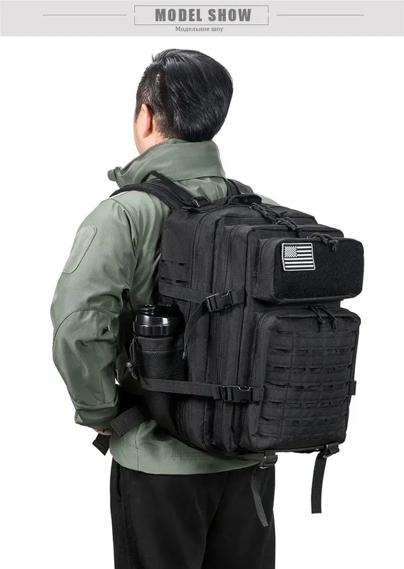 25L/45L Tactical Backpack for Men & Women - Outdoor Survival Bug Out Bag, Small Rucksack for Hiking, School, with Water Bottle Holder showcase 28