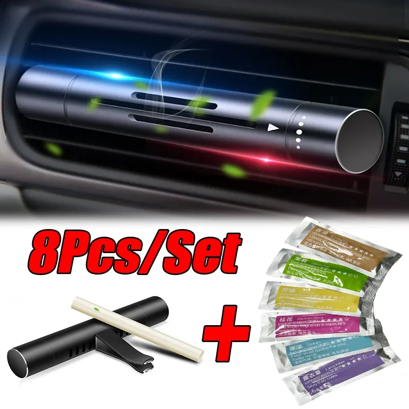 8-Piece Car Air Vent Perfume Set: Aviation Aluminum Alloy Air Freshener with Aroma Sticks for Auto Interior, Long-Lasting Natural Fragrance, Easy Install thumbnail 1