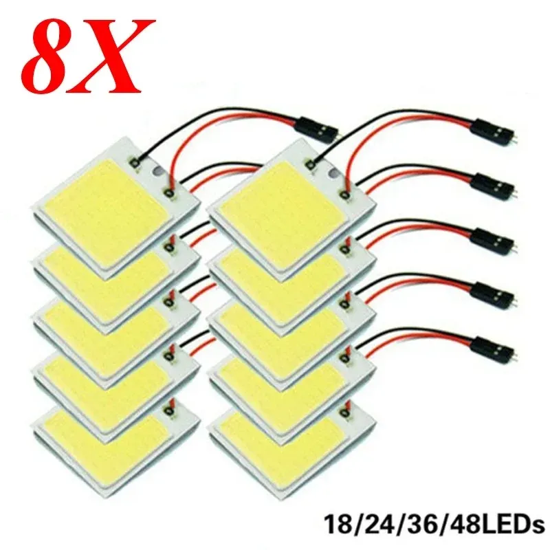 4PCS COB LED Car Interior Light Kit - 18/24/48 SMD T10 4W 12V White Dome Panel Lamp Bulbs with Festoon Adapter for Enhanced Vehicle Lighting thumbnail 1