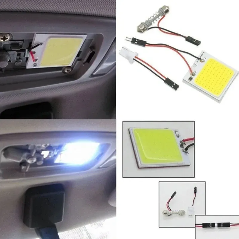 4PCS COB LED Car Interior Light Kit - 18/24/48 SMD T10 4W 12V White Dome Panel Lamp Bulbs with Festoon Adapter for Enhanced Vehicle Lighting thumbnail 4