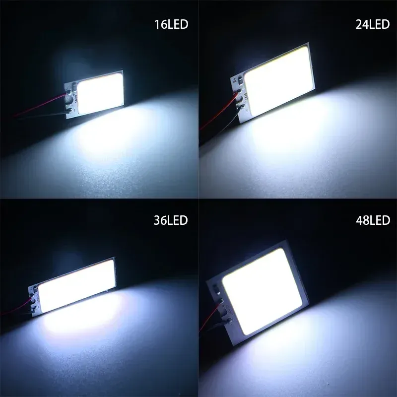 4PCS COB LED Car Interior Light Kit - 18/24/48 SMD T10 4W 12V White Dome Panel Lamp Bulbs with Festoon Adapter for Enhanced Vehicle Lighting showcase 7